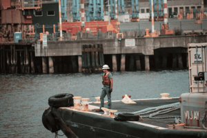 Man on pier